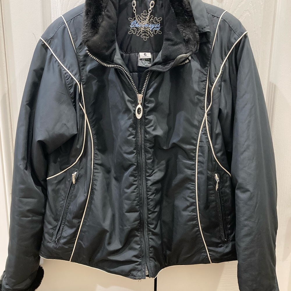 Women's Black Jacket with Faux Fur Trim